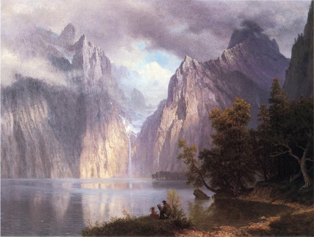 Scene in the Sierra Nevada Albert Bierstadt painting